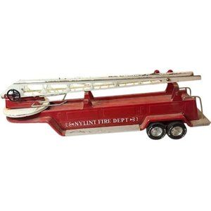 Vintage Nylint Fire Dept. #3 Red Metal Ladder Truck Collectible Toy